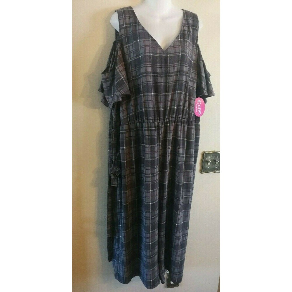 New with tags Women Nice C Curve Plus Size Gray Plaid Jumpsuit Size 3X